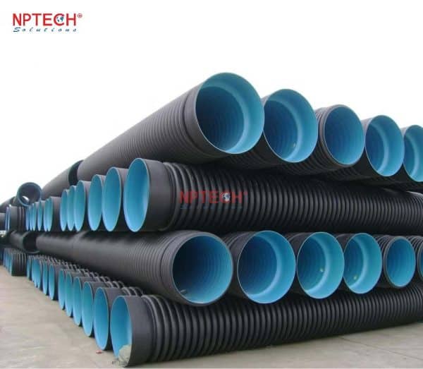 ống nhựa gân xoắn HDPE 2 lớp D300mm ống màu đen có lõi màu xanh
