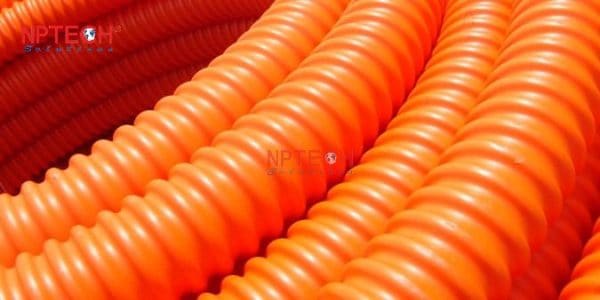 Ống Nhựa Xoắn HDPE 320/250 màu cam ảnh chụp cận cảnh